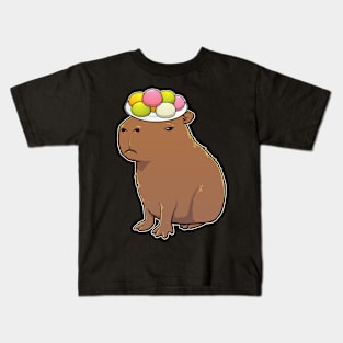 Capybara with Mochi on its head Kids T-Shirt